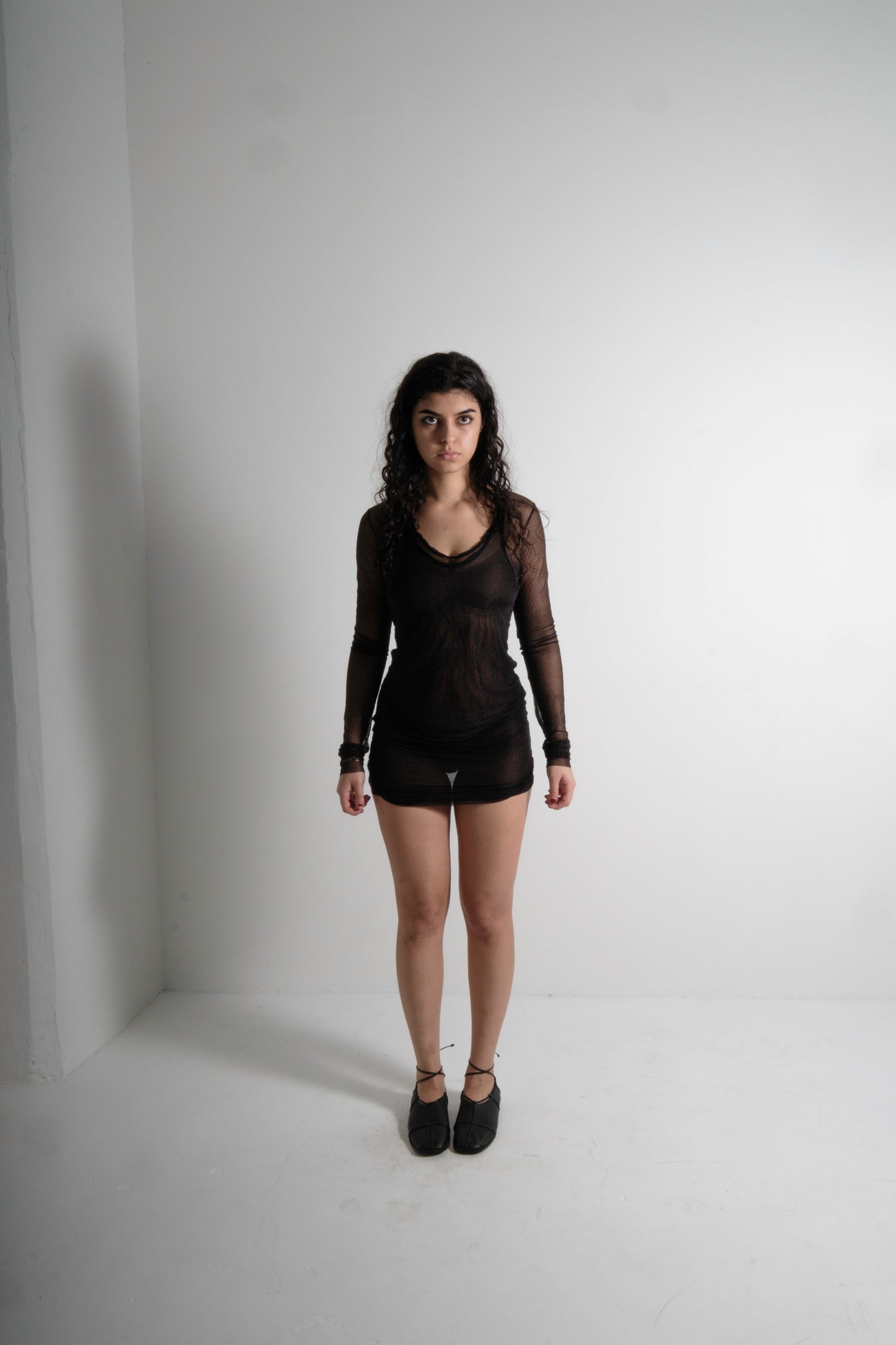 L.G.B Japanese Brand Sheer Long Sleeve Dress (Two Piece Set)